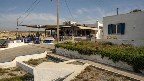 View of the Restaurante, Medusa, Milos, Cyclades, Greece, Europe