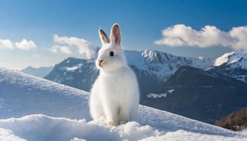 AI generated, A snow hare in winter, (lepus timidus)