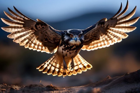 European nightjar caught mid flight wings fully extended, AI generated