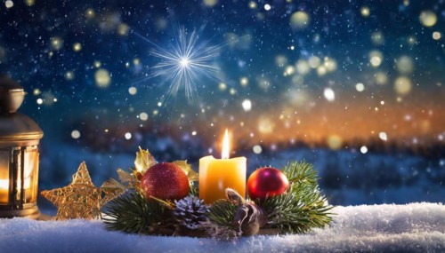 Ai generated, Advent wreath with burning candles, Christmas time, Christmas decoration, First