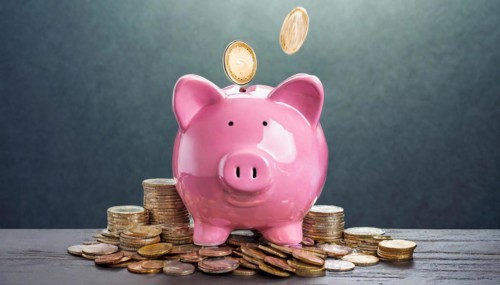 AI generated, A pink piggy bank full of coins