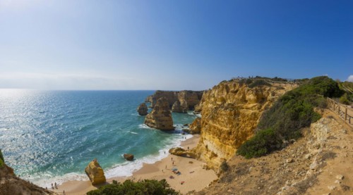 Beach, beach section in the Algarve, summer holiday, panorama, weather, sunny, Atlantic, beach,