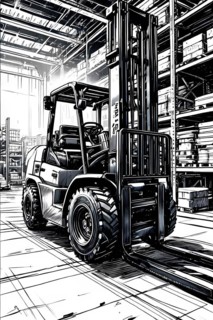 Lineart picture forklift, AI generated