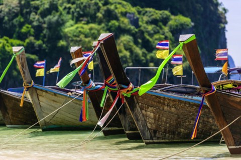 Longtail boat for transporting tourists, water taxi, taxi boat, ferry, ferry boat, fishing boat,