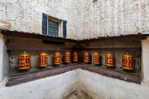Stupas (chsrten) in Lo-Manthang village, Kingdom of Mustang, Nepal, Asia