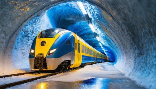 AI generated, A modern train in the tunnel, LeShuttle, Eurotunnel, France-London