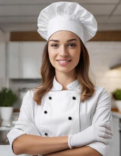 AI generated, An attractive chef in the kitchen of a hotel