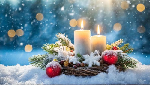 Ai generated, Advent wreath with burning candles, Christmas time, Christmas decoration, 2nd Advent,