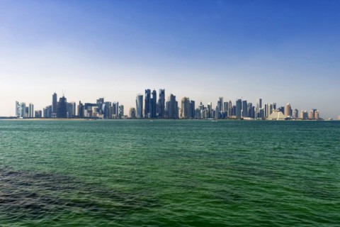 Skyline of Doha, skyscraper, horizon, Orient, Oriental, oil, wealth, building, architecture,