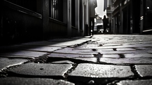 Candid street uneven cracked pavement, AI generated