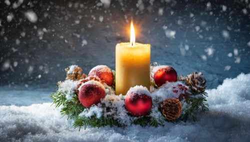 Ai generated, Advent wreath with burning candles, Christmas time, Christmas decoration, First
