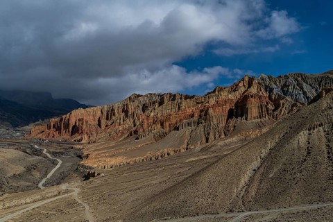 Colourful eroded mountain desert, Kingdom of Mustang, Nepal, Asia