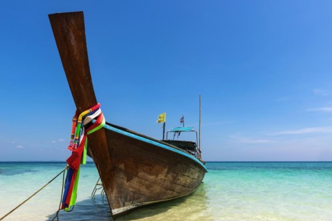 Longtail boat, fishing boat, wooden boat, boat, decorated, tradition, traditional, faith, cloth,