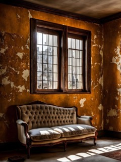 Vintage sofa peeling paint surface rust testament, AI generated