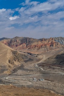 Eroded mountain landscape in the Kingdom of Mustang, Nepal, Asia