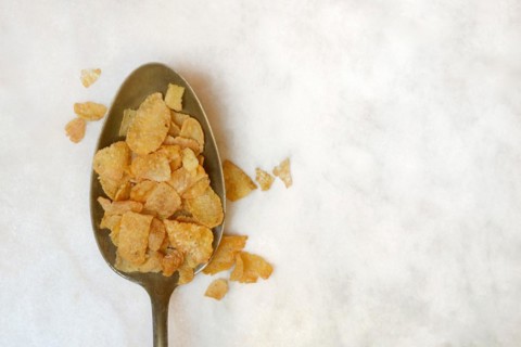 Cornflakes in spoon, Breakfast