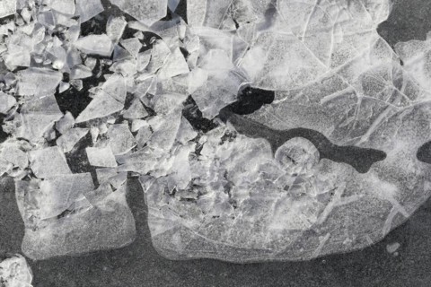Winter riverscape, ice structures, detail, Saint Lawrence River, Province of Quebec, Canada, North