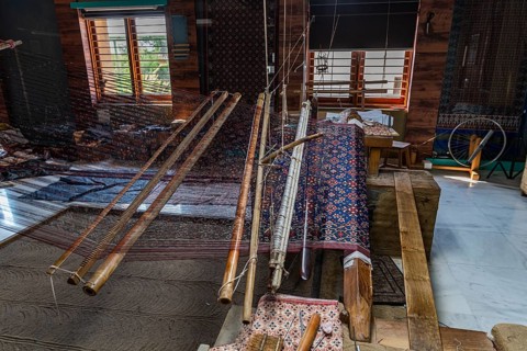 Patola double ikat silk weaving, Patan, Gujarat, India, Asia