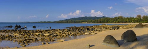 Rocky beach landscape at Silent beach in Khao lak, beach, sandy beach, panorama, beach panorama,