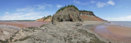 Panorama, cliffs, red sandstone, Five Islands Provincial Park, Fundy Bay, Nova Scotia, Canada,