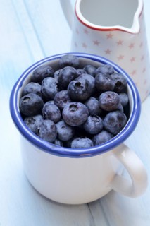 Blueberries in cup, cultivated blueberry