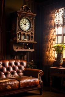 Vintage cuckoo clock peeling paint rusty textures testament to its history and character, AI