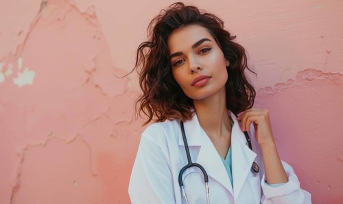 Stylish healthcare worker in white coat posing with a relaxed posture AI generated
