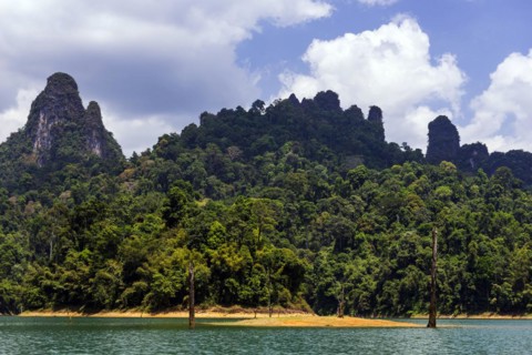 Limestone rocks in Cheow Lan Lake in Khao Sok National Park, nature, travel, holiday, lake,