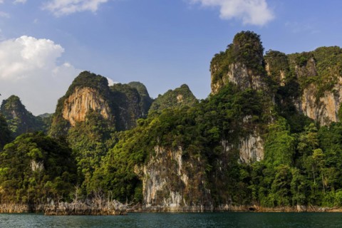 Limestone rocks in Cheow Lan Lake in Khao Sok National Park, nature, travel, holiday, lake,