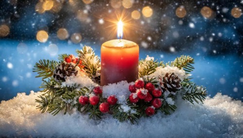 Ai generated, Advent wreath with burning candles, Christmas time, Christmas decoration, First