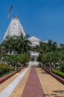 Marble build Dharamshala Manilaxmi Tirth Jain temple, Gujarat, India, Asia