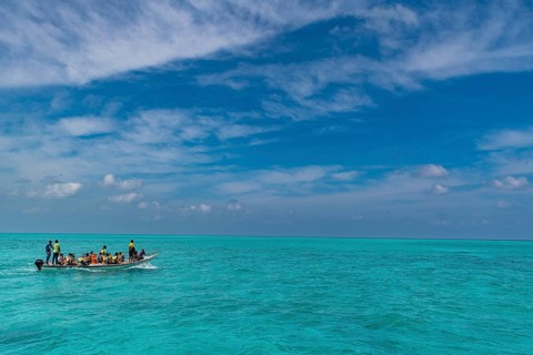 Little tourist boat, Agatti Island, Lakshadweep archipelago, Union territory of India