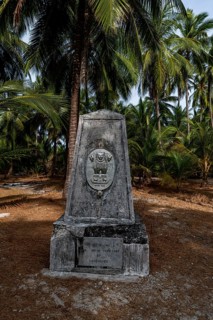 Memorial stone, Parli 1 island, Lakshadweep archipelago, Union territory of India