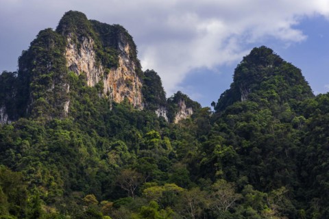 Limestone rocks in Cheow Lan Lake in Khao Sok National Park, nature, travel, holiday, lake,