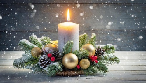 Ai generated, Advent wreath with burning candles, Christmas time, Christmas decoration, 1st Advent,