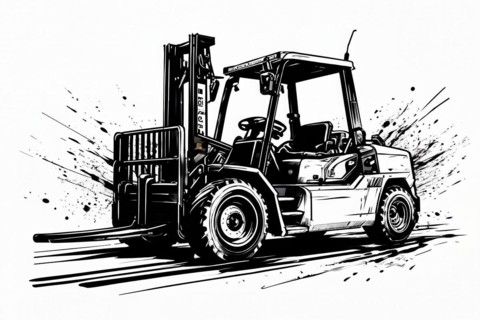 Lineart picture forklift, AI generated