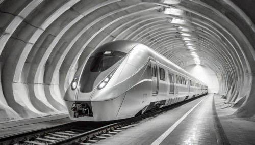 AI generated, A modern train in the tunnel, LeShuttle, Eurotunnel, France-London