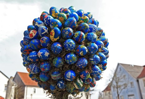 Detail of an Easter fountain in Franconian Switzerland, Bamberg district, Upper Franconia, Germany,
