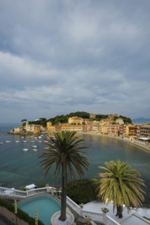 Village with beach and colourful houses by the sea, Baia del Silenzio, Sestri Levante, Province of