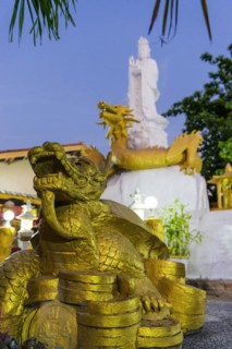 Buddhist temple, evening light, religion, Buddhism, world religion, statue, sculpture, worship,