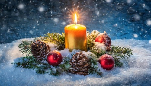 Ai generated, Advent wreath with burning candles, Christmas time, Christmas decoration, First