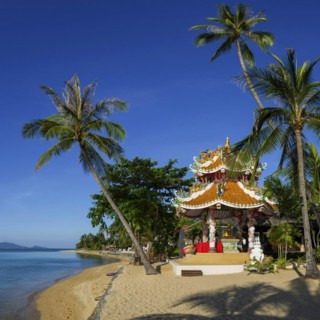 Buddhist temple at Maenam Beach, beach, sea, religion, temple complex, Buddhism, sacred, religious,