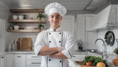 AI generated, Portrait, An attractive chef in the kitchen of a hotel
