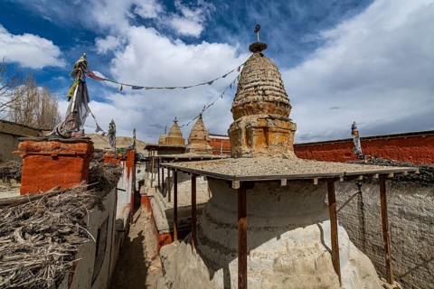 Stupas (chsrten) in Lo-Manthang village, Kingdom of Mustang, Nepal, Asia