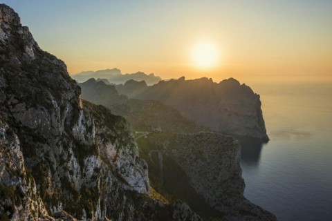 Sunset, Cape Formentor, Port de Pollenca, Serra de Tramuntana, Majorca, Balearic Islands, Spain,