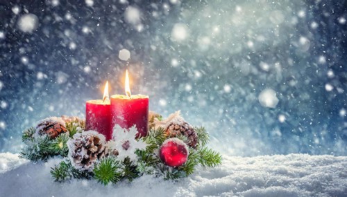 Ai generated, Advent wreath with burning candles, Christmas time, Christmas decoration, 2nd Advent,