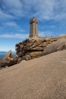 Lighthouse and granite rock, Phare de Ploumanac'h, Phare de Mean Ruz, Cote de Granit Rose,