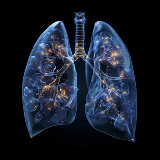 Medical illustration of a human chest with lungs, AI generated