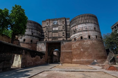 Gate to the Bhadra Fort, Unesco site, Ahmedabad, Gujarat, India, Asia