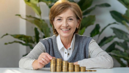 AI generated, A pensioner is happy about his nest egg savings